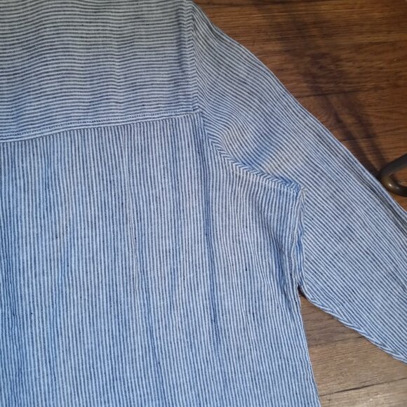 SIGRID OLSEN plus 100% linen button down shirt in stripe (1X) - Picture 10 of 15